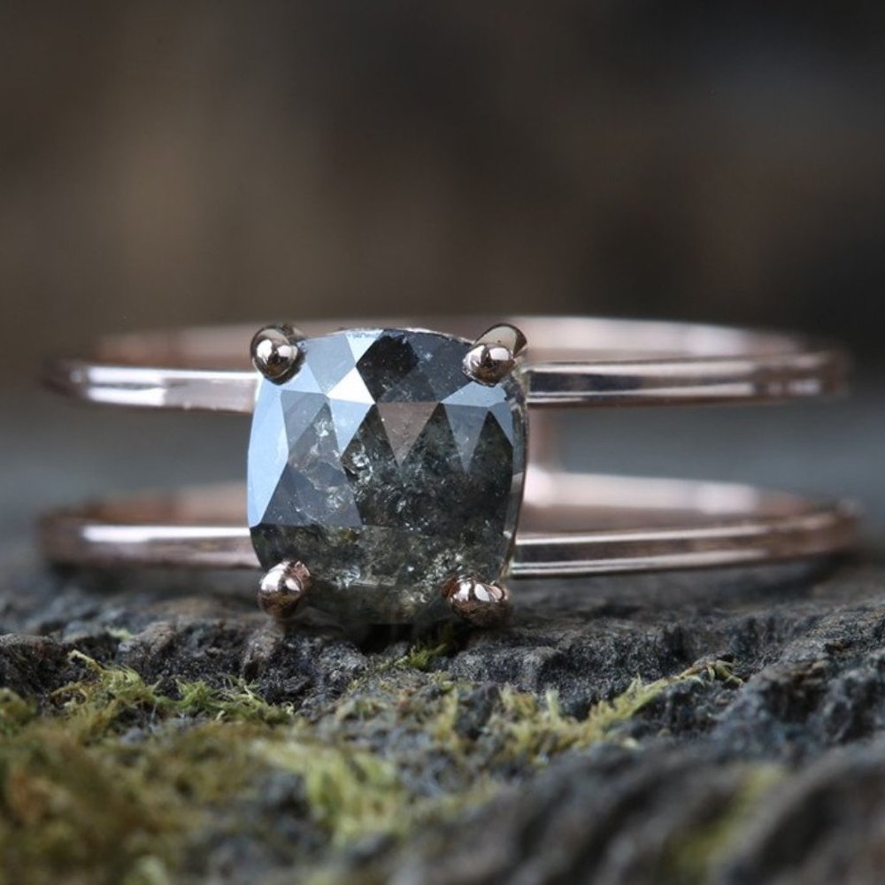 Alexis Russell salt and pepper diamond rosegold ring